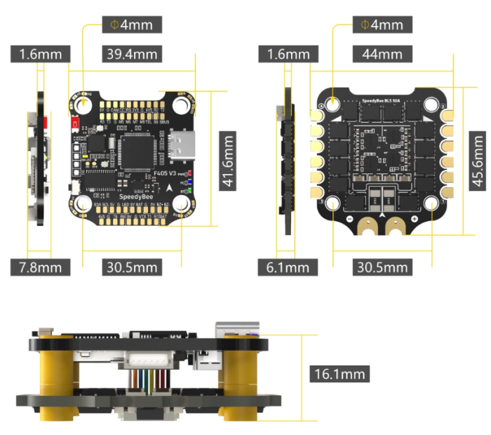 Полетный стек SpeedyBee F405 V3 с ESC 50A 3-6s BLHeli_S 4в1 30x30мм