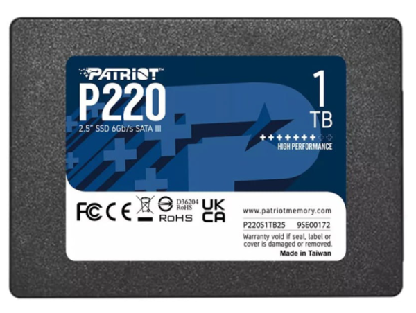 Накопичувач SSD 1TB Patriot P220 2.­5" SATAIII TLC (P220S1TB25)